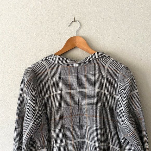BP linen blend white and black plaid jacket size M blazer - Picture 7 of 8